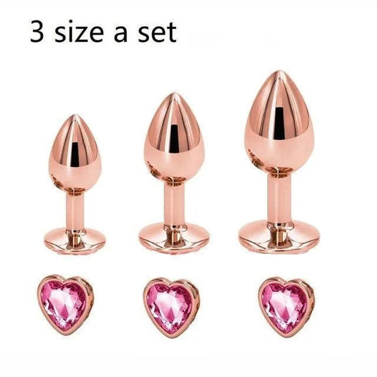 Kit Plug Anal Joia Elegante - Iniciante ao Avançado - Libertina Sex Shop - kit plug anal, plug, plug anal, plug anal joia - Sex Shop Vibradores
